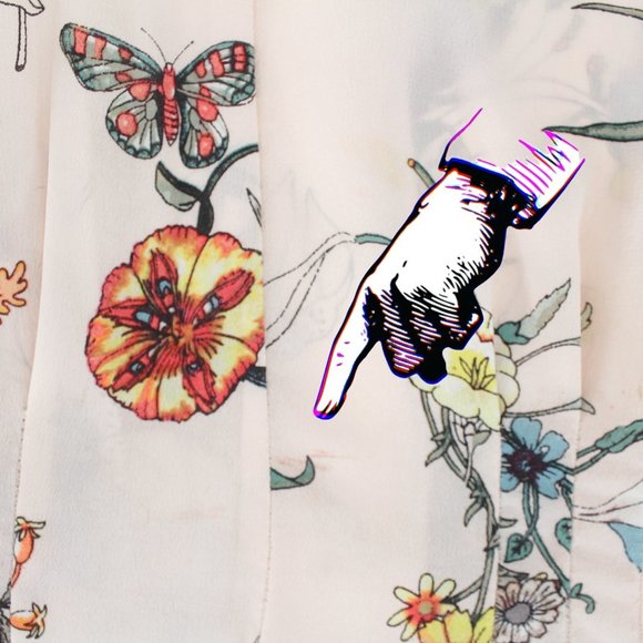 Rebecca Taylor 100%Silk Long Tie Sleeve Meadow Floral Top Pink Combo V-neck 2 - Picture 14 of 15